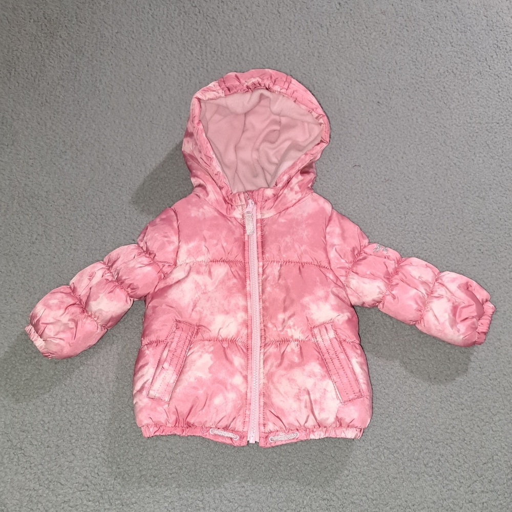 OshKosh B'Gosh Girls Pink Hooded Full Zip Lined Puffer Jacket / Size 18M